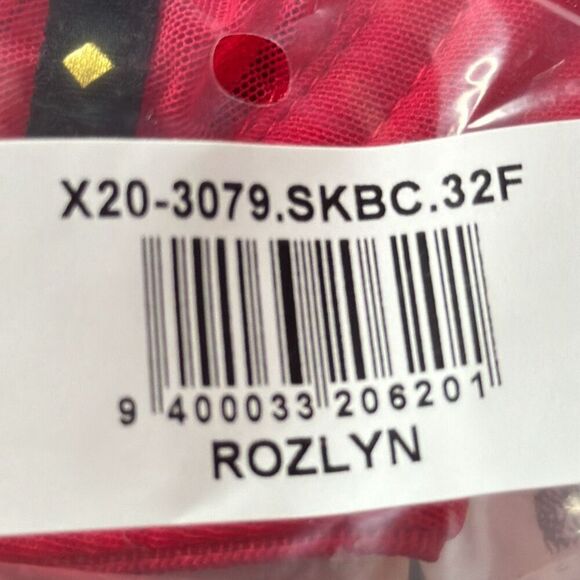 Frederick's Of Hollywood Women's Size 32F Red Rozlyn Mesh and Stud Red Bra - Picture 5 of 6